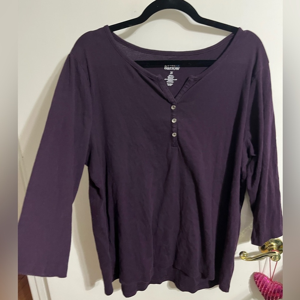Croft & Barrow 2X Purple Long Sleeve Henley Top